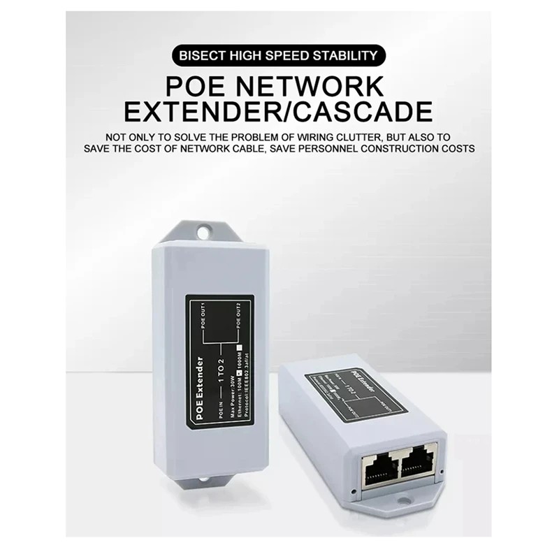 HOT-1 In 2 Out Gigabit Standard POE 1000M Network Extender Cascad Repeater Rj45 Comply With IEEE 802.3AT/AF For IP Camera