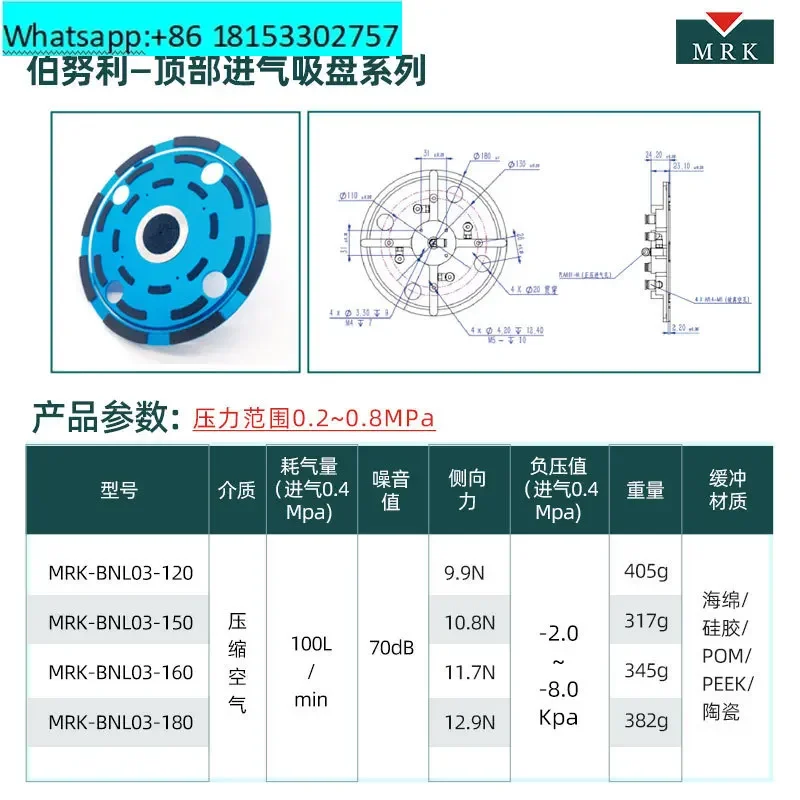 Bernoulli Non-contact Vacuum Suction Cup Pneumatic Suspension Battery Photovoltaic Ceramic Silicon Wafer Traceless Suction Cup