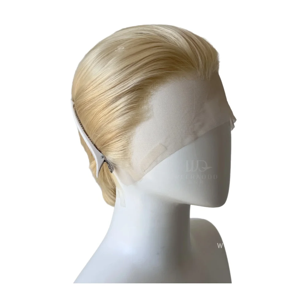 8 Zoll hellblonde Bob-Perücken, 13 x 4 kurze Perücken mit hochwertiger synthetischer hitzebeständiger Perücken für Männer, tägliche Cosplay-Verwendung