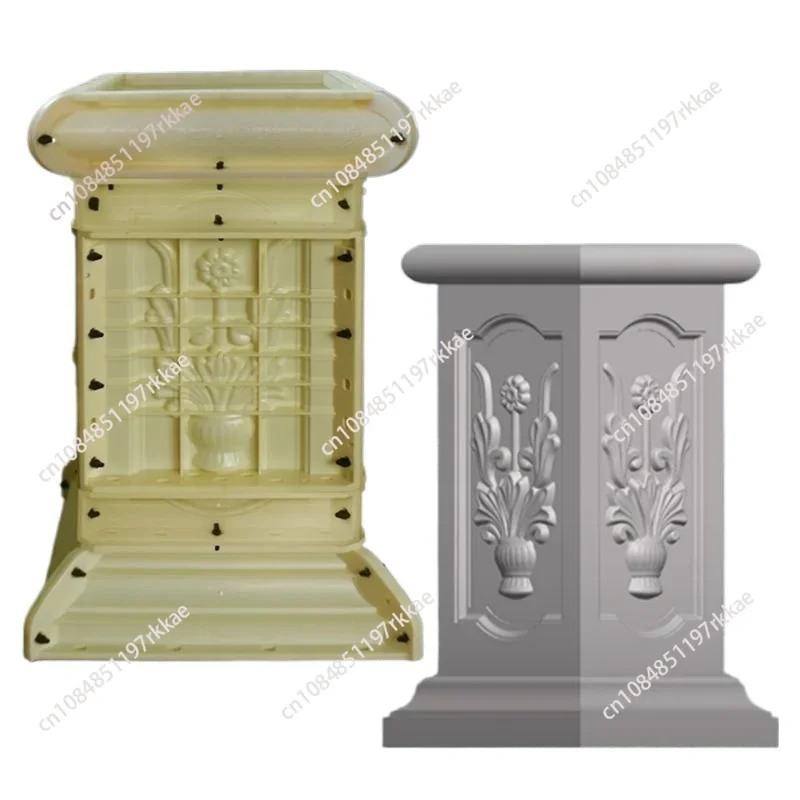 European ABS Roman Column Mold Household Balcony Garden Buildings Square Column Model Flower Pot Base Square Railing Cement Pier