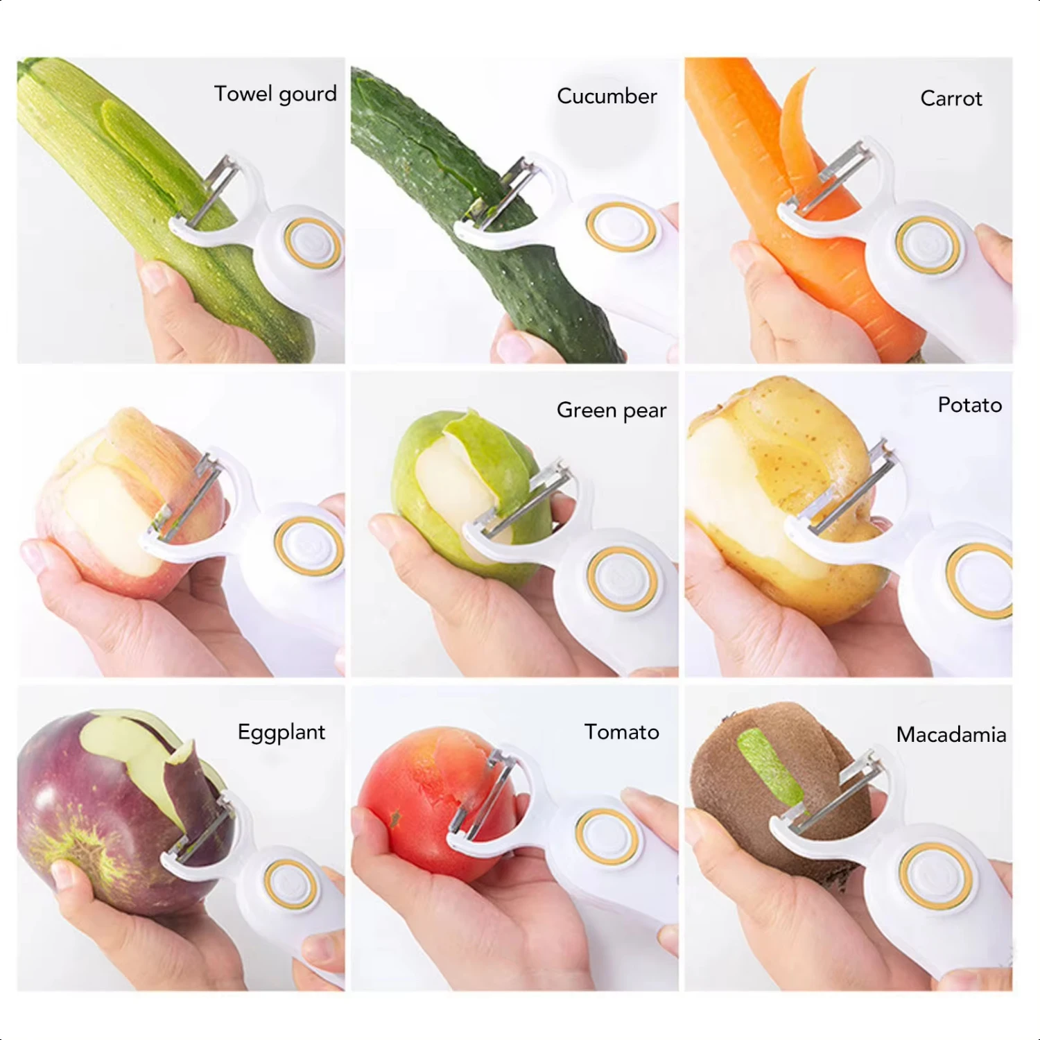 Peeler Handheld USB Rechargeable Fruit Vegetables Peeler with 3 Cutter Heads
