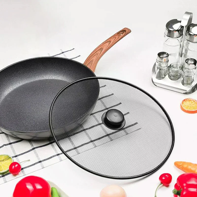 Black Splatter Screen Anti Grease Frying Pan Oil Splash Guard Lid Fine Mesh Splash Guard Cover Lid Kitchen Tools