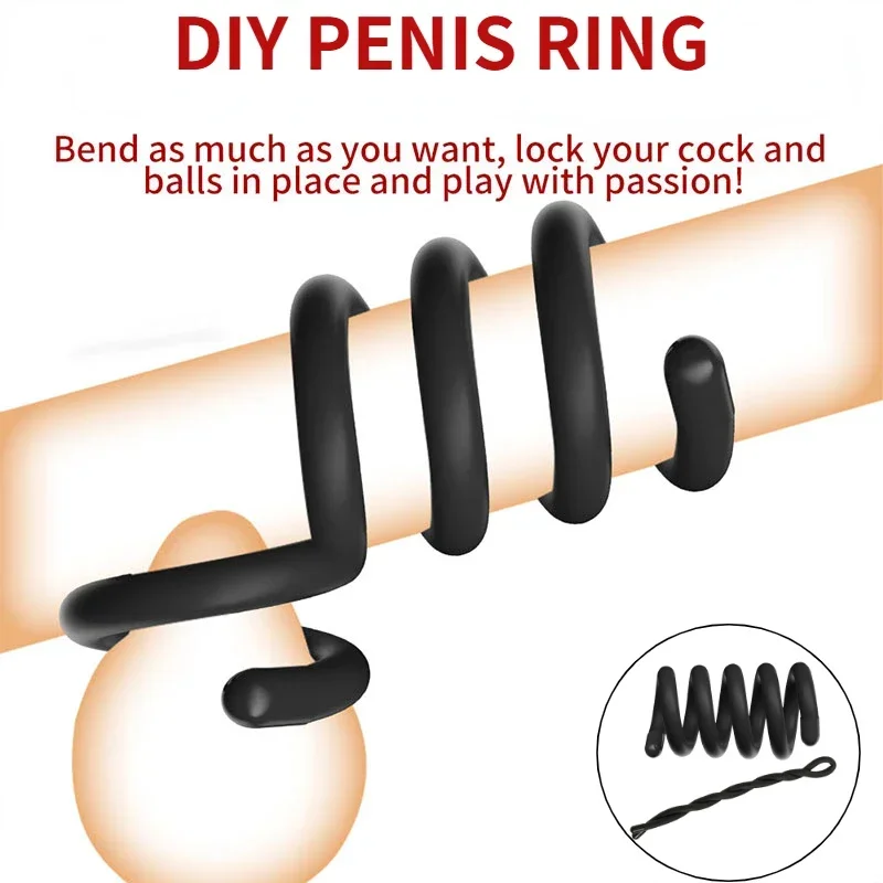 DIY Adjustable Cock Ring Penis Ring Flexible Testicle Scrotum Penis Bondage Delayed Ejaculation Sex Toy for Men Ball Stretcher