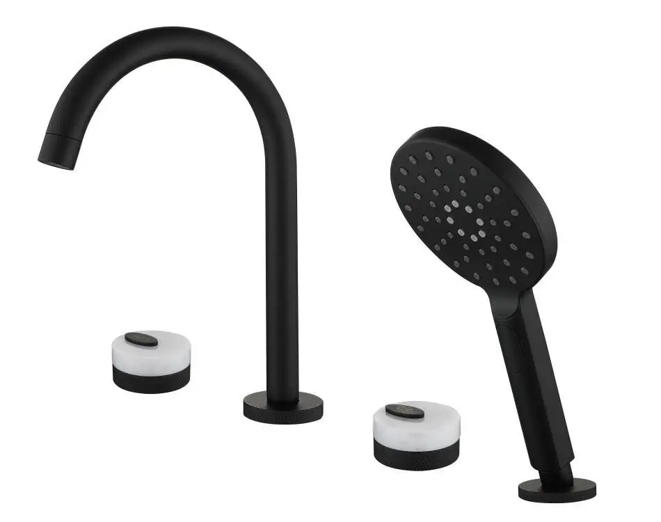 

Black, bathtub, faucet, full copper, cylinder side, shower, bathroom.