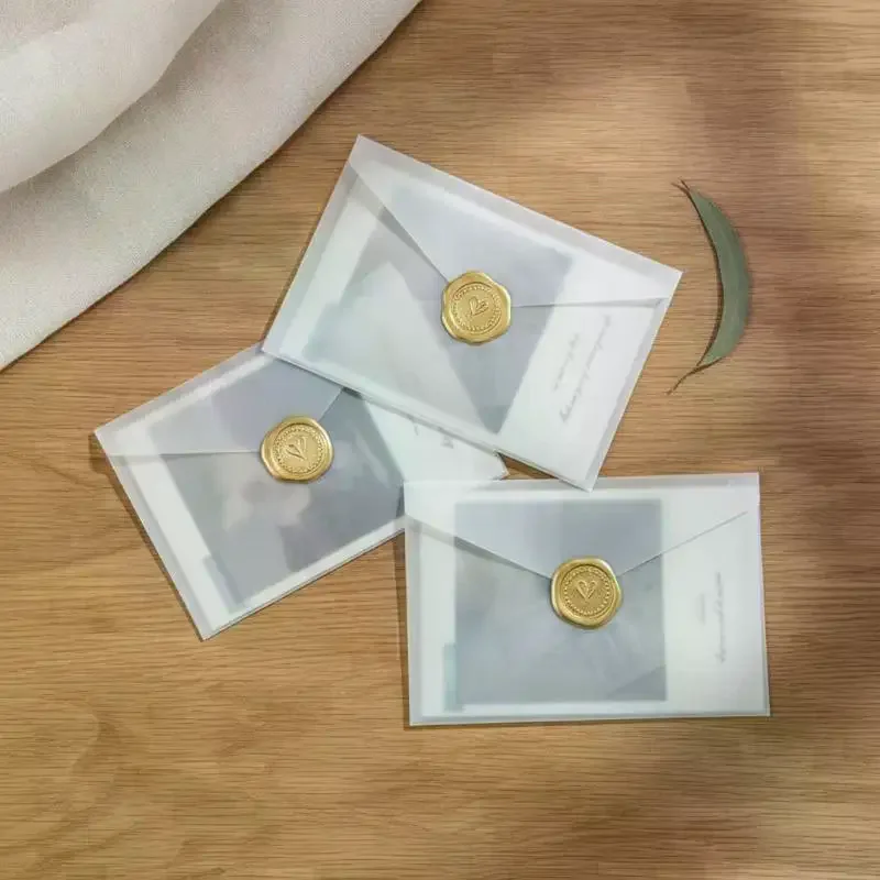10PCS Semi-transparent Paper Envelopes, DIY Postcard Storage Pocket, Wedding Invitation & Greeting Card Gift Packing Envelope