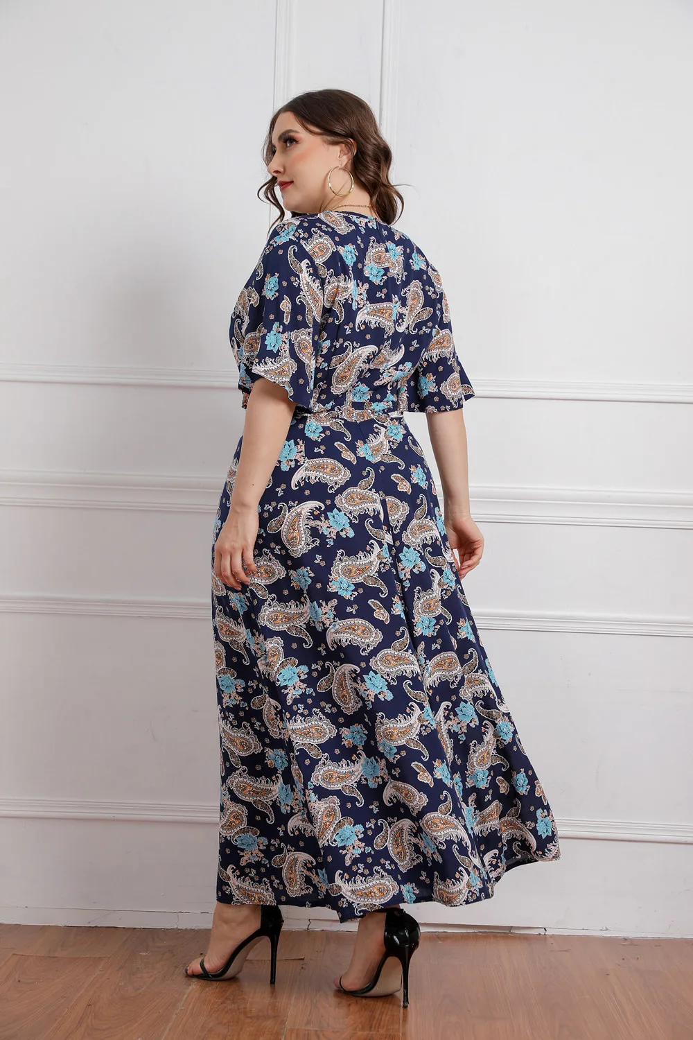 Plus Size Floral Print Maxi Long Summer Dresses For Women Wholesale China