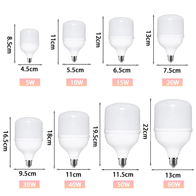 60W High-power LED Light Bulbs E27 20W 30W 40W 50W Saving Energy Super bright Lamp Interior Living Room Bedroom Office Lighting