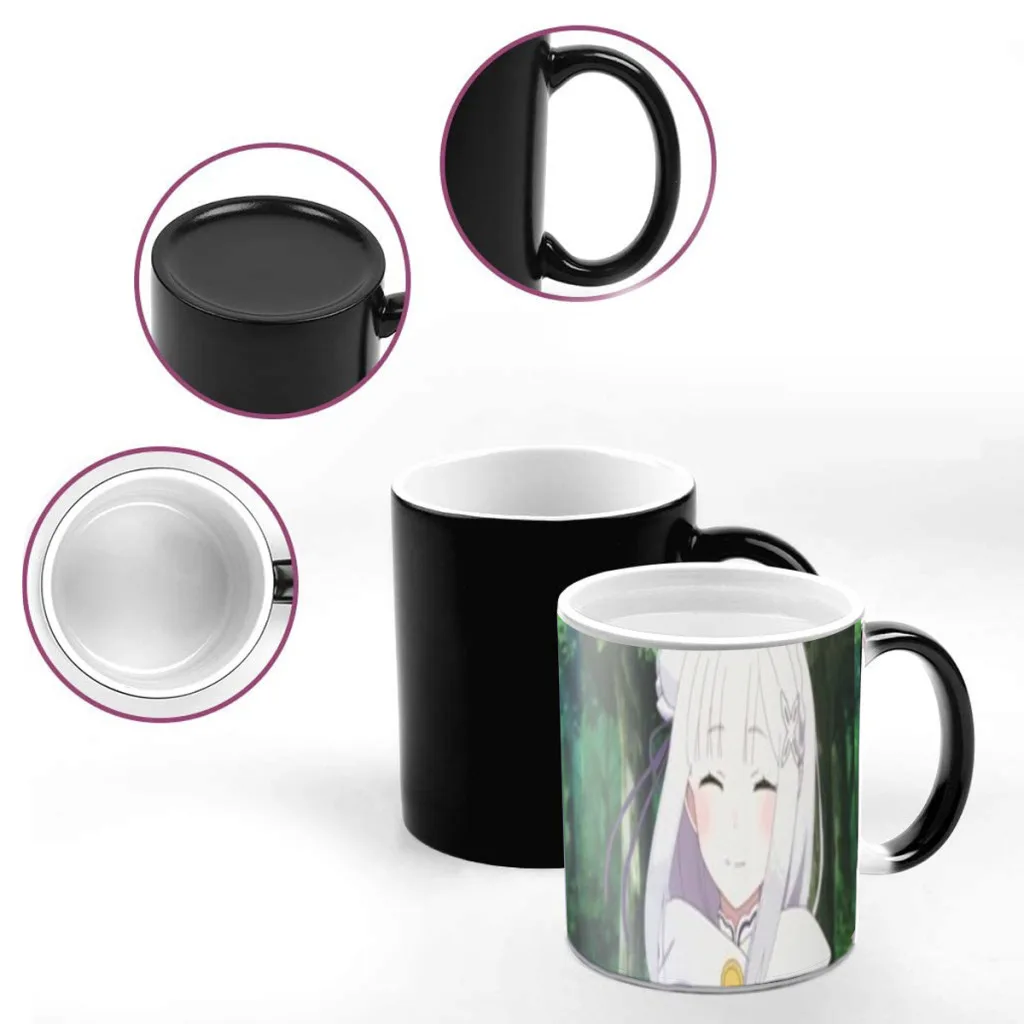 Rem Rezero Cartoon Anime Coffee Mugs And Mug Creative Color Change Tea Cup Ceramic Milk Cups Novelty Interesting Gifts