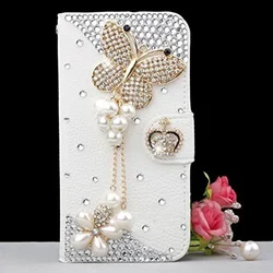 Luxury Bling Crystal Rhinestone Wallet Leather Case Butterfly Diamond Phone for Samsung S24 S20 S21 S22 S23 PLUS Note9 10 20