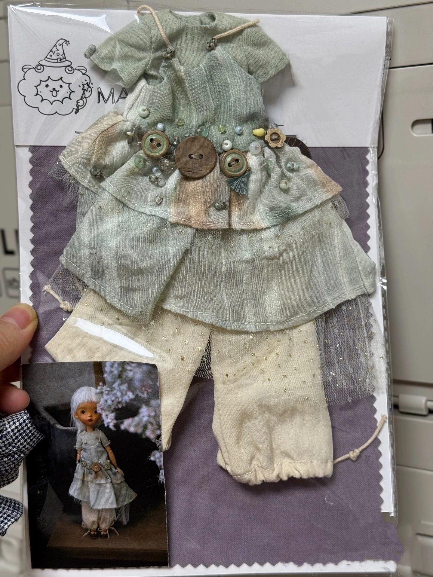 

Комплект одежды и юбок для кукол Kari 2026: светло-зеленый костюм (топ, юбка и брюки) для кукол Landazz Landoudou ob22 ob24