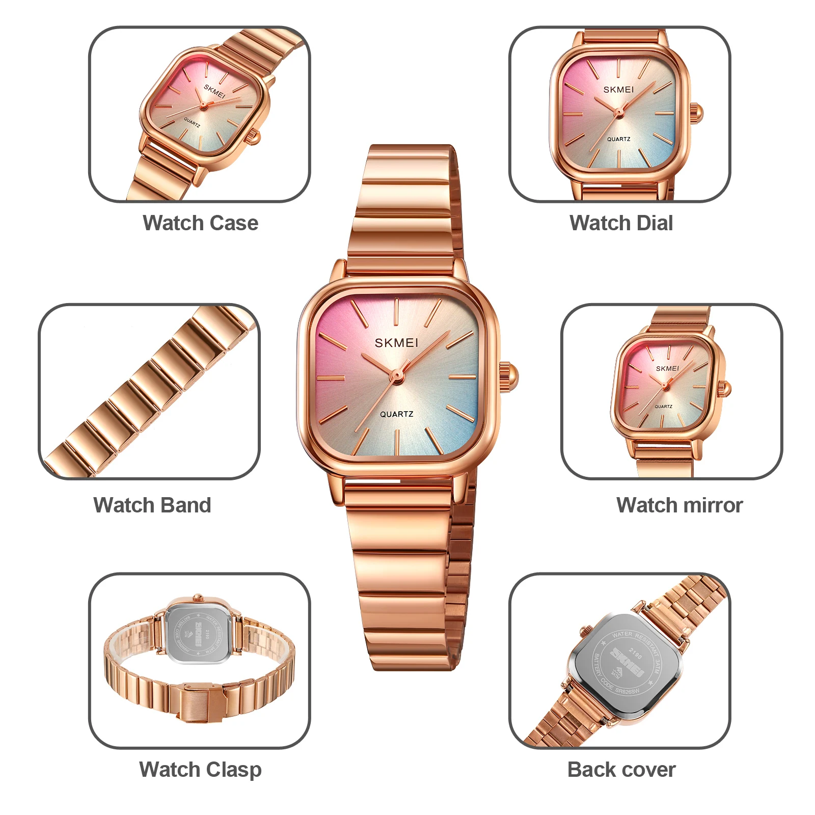 Skmei 2190 Klok Reloj Mujer Luxe Roestvrijstalen Band Quartz Polshorloge Voor Dames Vrouwen Vrouwen Horloges Waterdicht