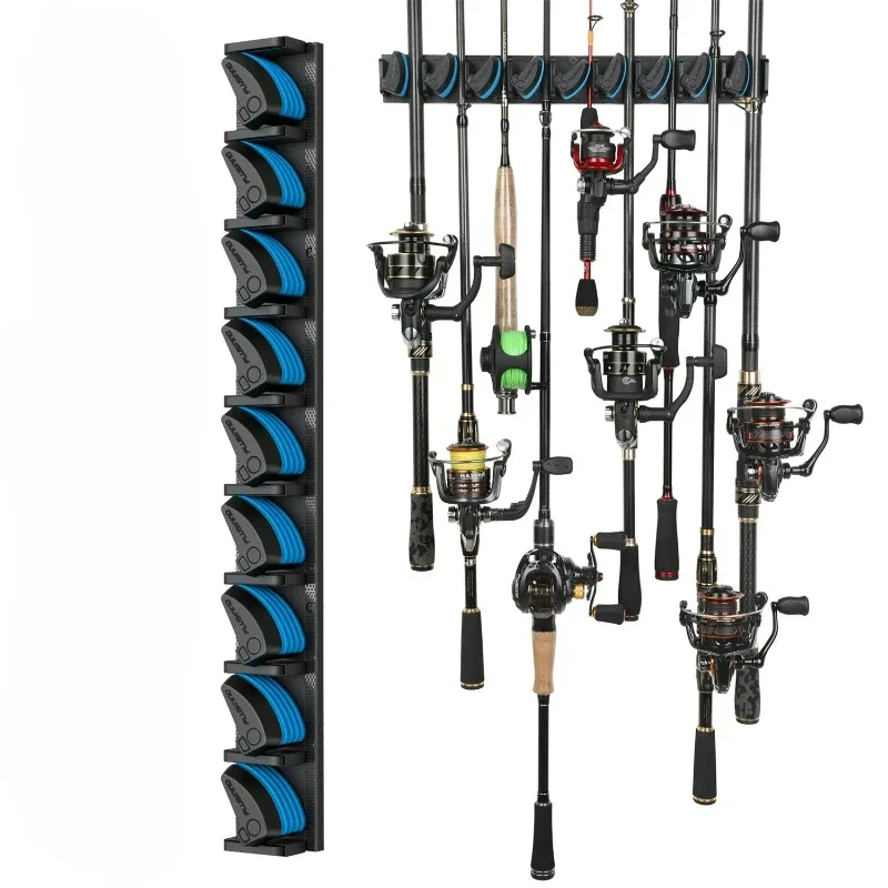 

Vertical Wall Mounted Fishing Rod Holder Pole Rack Holds Up to 9 Rods or Combos