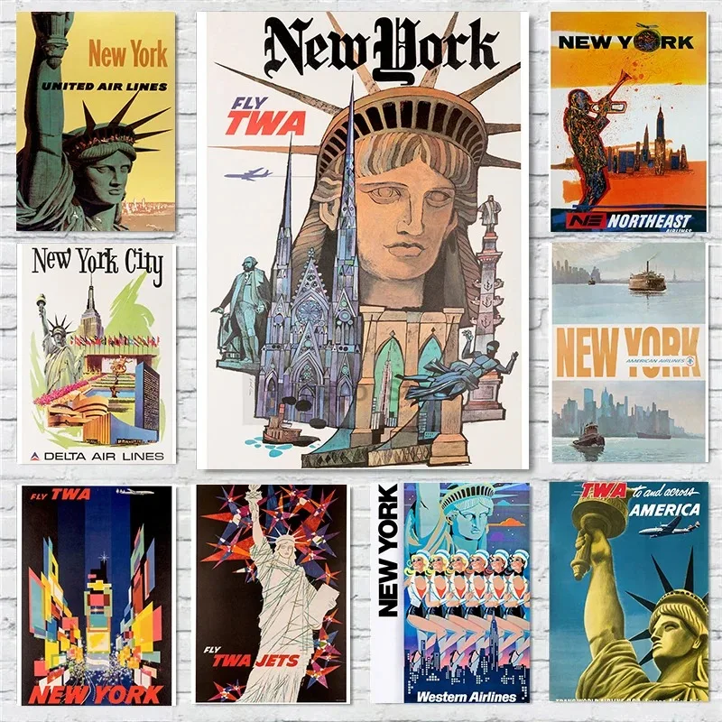 Americas United States Vintage Travel Posters New York Posters Prints Canvas Painting Wall Art Pictures Home Room Modern Decor