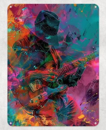 Guitarist Electric Guitar Metal Poster Wall Sign Man Cave Shed Bar Bedroom Home --Tin Sign