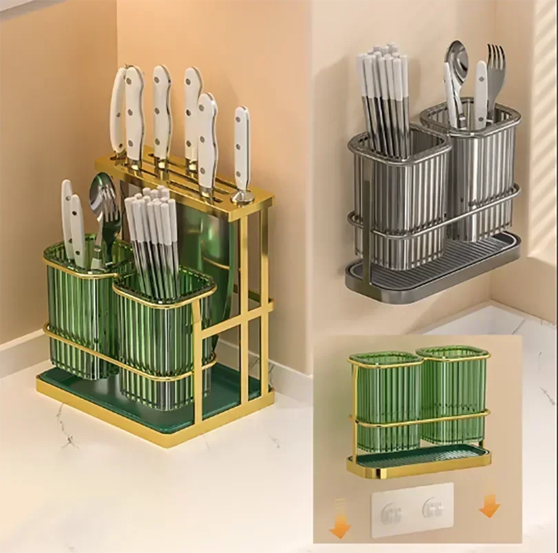 

Sink Steel Drain Rack Stainless Chopsticks 2023 Cutlery Utensil Fork Caddy,spoon Plus Block Kitchen Holder Storage Knife