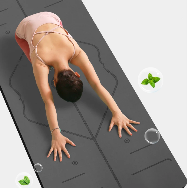 New Material Yoga Mat Natural Rubber Frosted Non-Slip Girls Soundproof Shock-Absorbing Fitness Exercise Mat Fitness Equipment