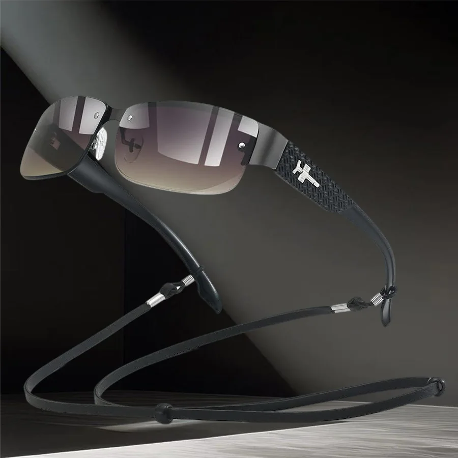 أزياء خمر مع سلسلة التدرج عدسة للجنسين UV400 النظارات الشمسية المشي لمسافات طويلة القيادة تسلق الجبال نظارات واقية السلامة