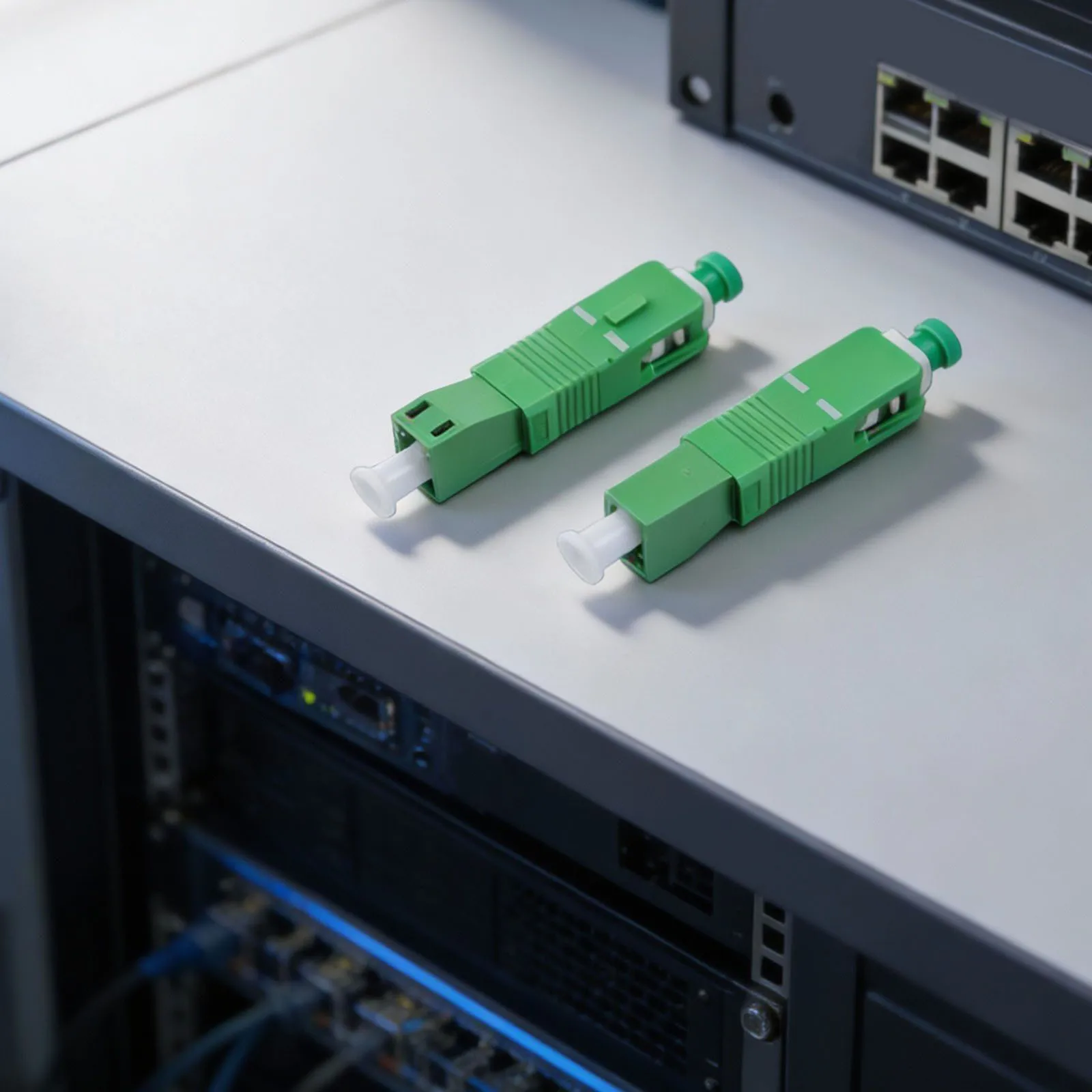 2PCS Green Fiber Optic Coupler For SC For APC To LC For APC Adapter Plastic Housing Low Loss Connector For Communication Equipme