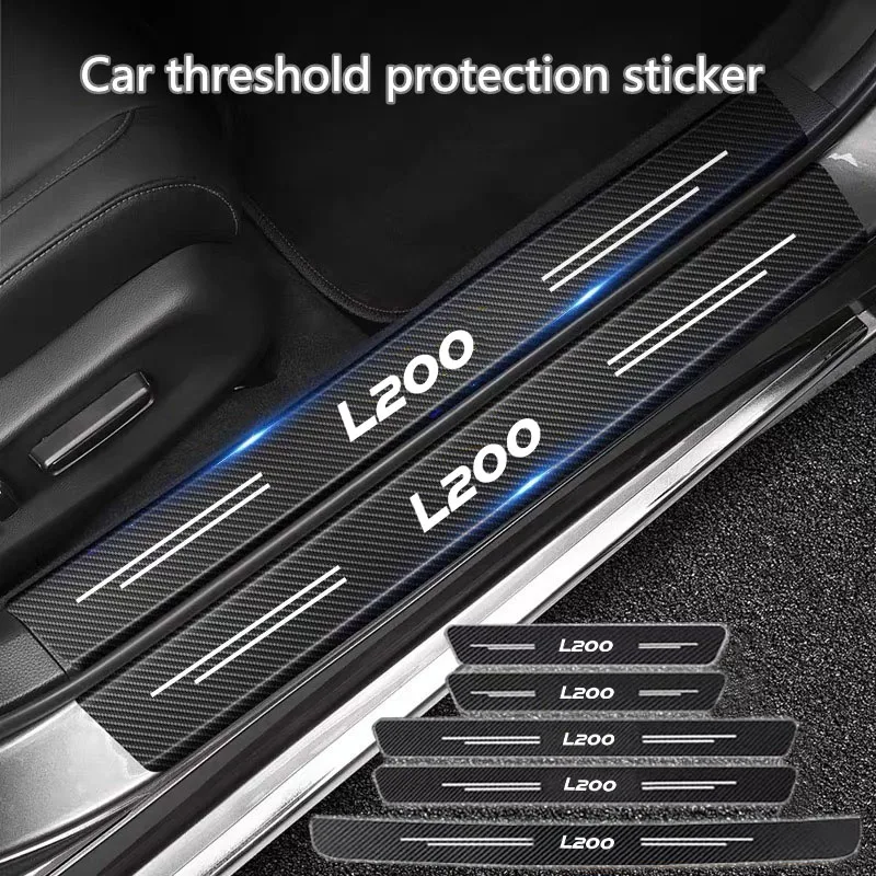 

60X7CM Car Door Sill Side Anti Scratch Protector Strip Carbon Fiber Car Sticker for Mitsubishi L200 2011-2019 Car Accessories