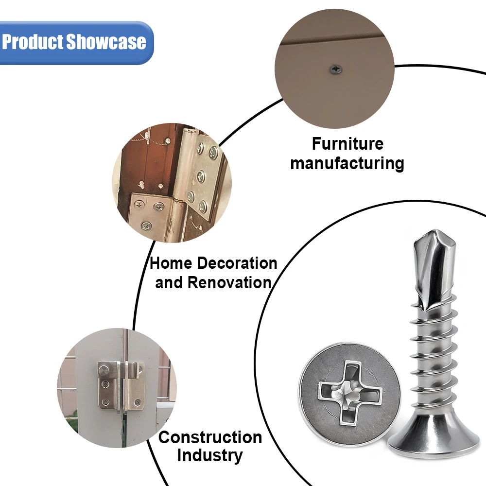Phillips Drilling Screws 410 Stainless Steel Woodworking Metalwork Drywall Flat Head  Countersunk Insert Self Tapping Screws