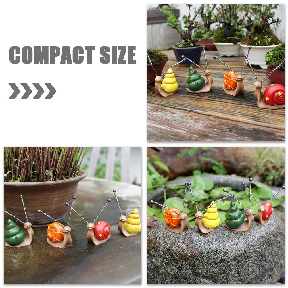 

4Pcs Small Snail Ornaments Resin Cartoon Snails Mini Garden Decor Resin Snail Sculptures for Home Bonsai Decoration