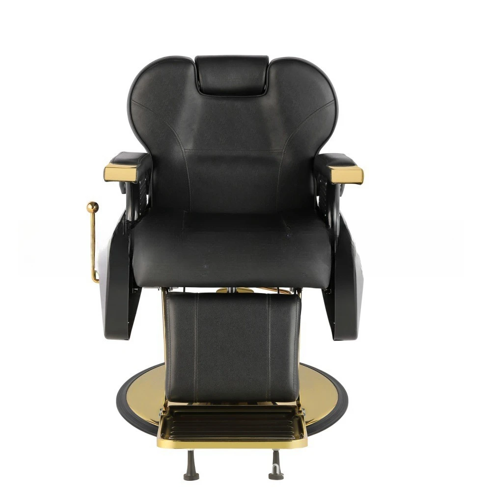Metal barber chair Gold-plated hair chair reclining rotating barber shop beauty