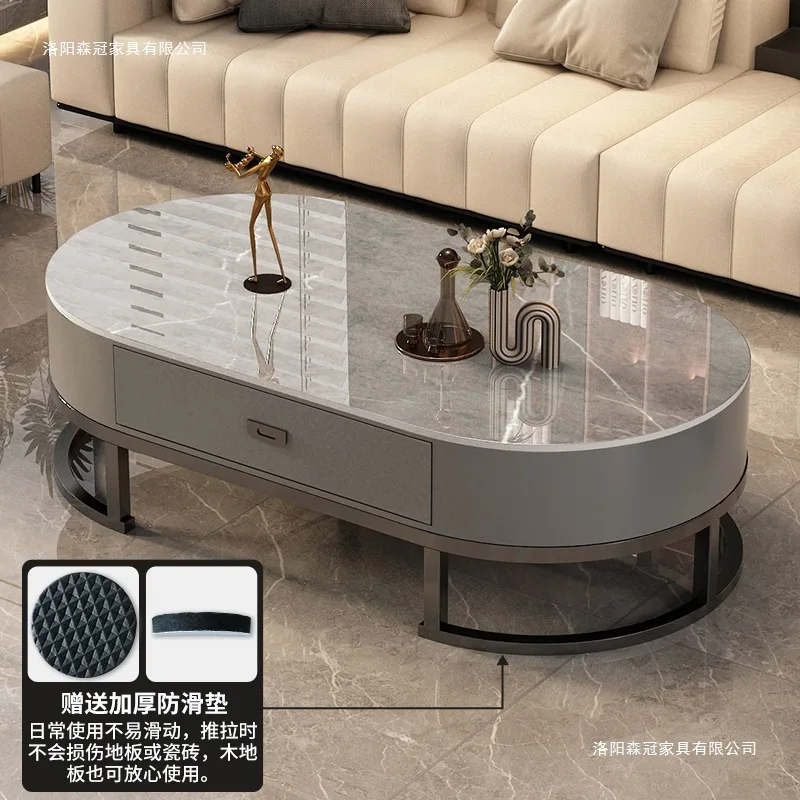 AOLIVIYA Tea Coffee Table Nightstand Storage Rack Sofa Corner Side End Stand Oval Slate Rental Light Luxury Modern Home