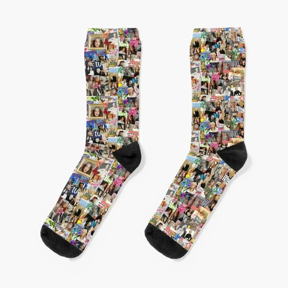 

meryl streep- collage Socks cycling Stockings Running men cotton high quality Socks Man Women's
