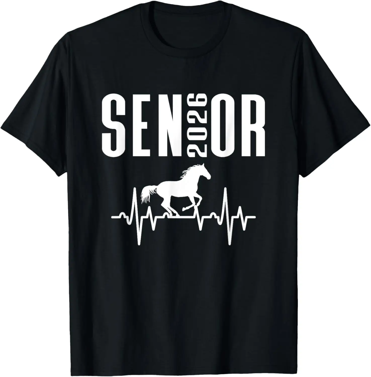 Class of 2026 Senior Equestrian Themed Horse Heartbeat Art T-Shirt Casual T Shirt for Man Camisas Streetwear