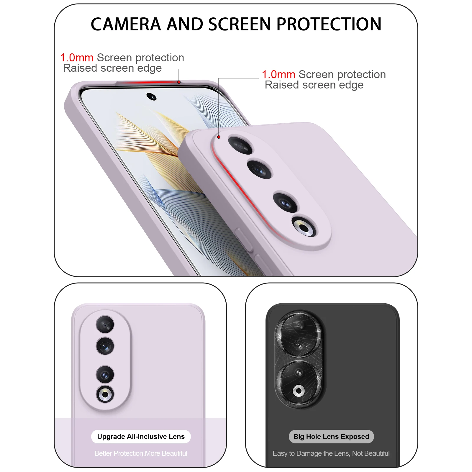 Luxury Square Soft Silicone Phone Case For Honor 90 Camera Protection Shockproof Back Cover For Honor 90 Phone Cover Accessories