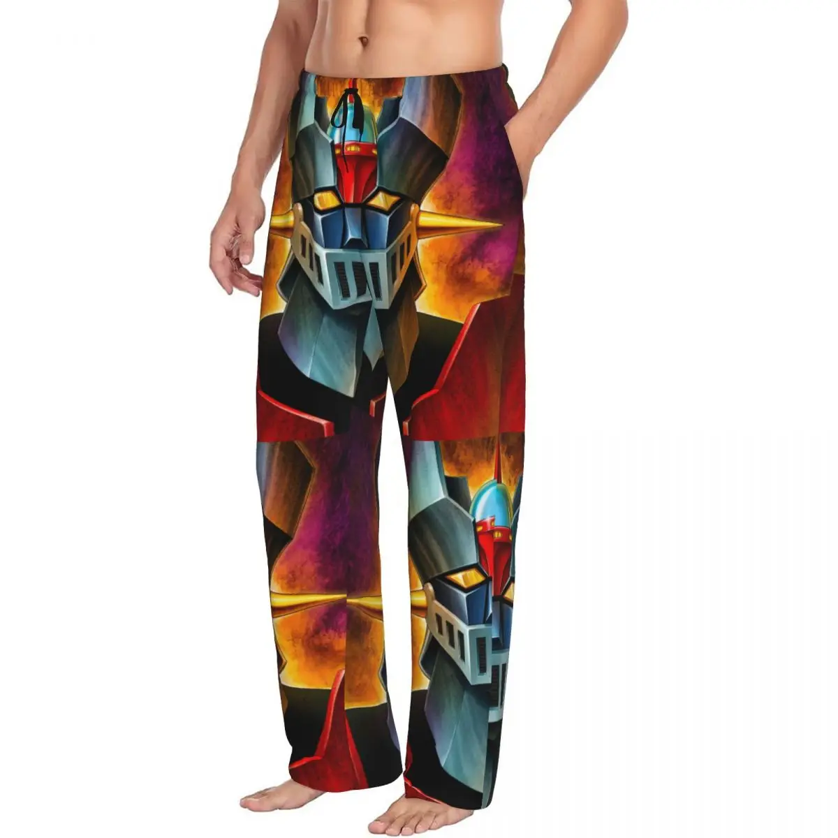 Custom Men UFO Robot G-Grendizers  Z Pajama Pants Printed Anime Manga Sleep Sleepwear Bottoms with Pockets