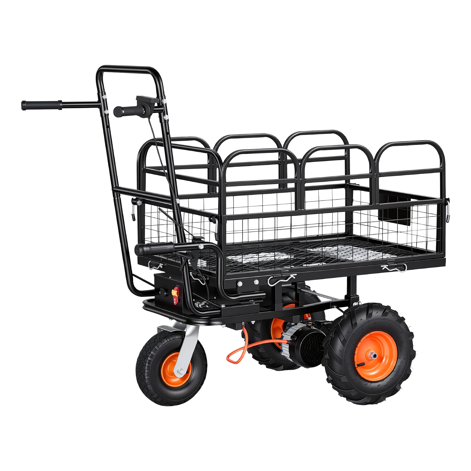 Electric Utility Cart, 36V 432Wh Battery Powered Electric Wagon, 500W Power Wheelbarrow with Brake, 500 lbs Load Heavy-Duty Steel Garden Cart for Farm and Yard All Purpose Modular Cargo Bed