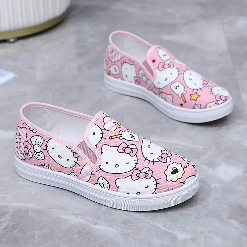 Sanrio Hello Kitty Graffiti scarpe di tela stile coreano basso aiuto carino cartone animato traspirante scarpe Casual per scarpe da donna per