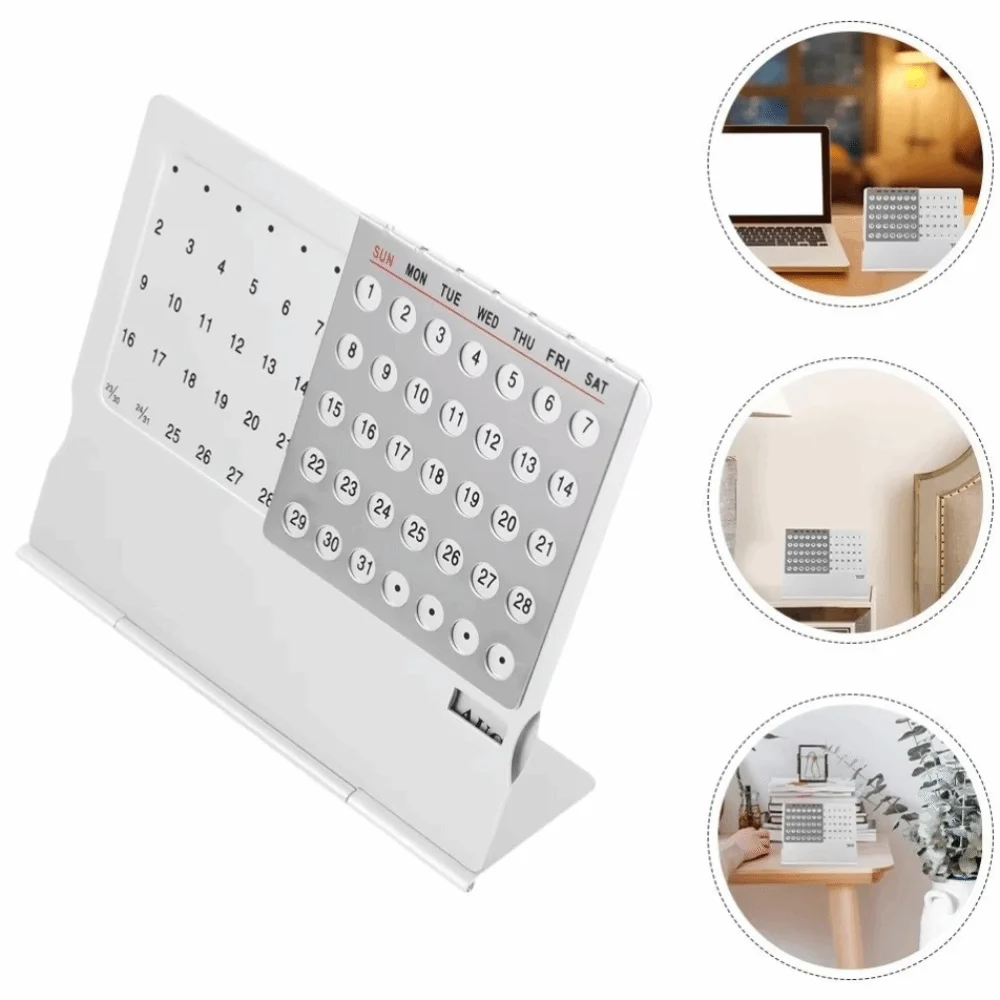 Manual Setting Desk Calendar Aluminum Alloy Adjustable Standing Monthly Desktop Calendar Mini Repeatedly Use