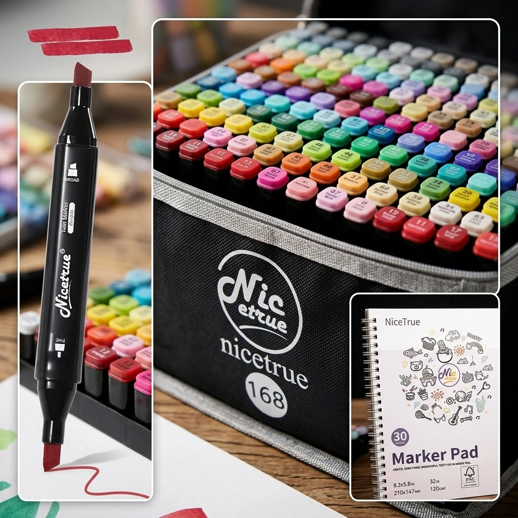 

Nicetrue Double Ended Alcohol Markers Alcohol-based Smooth Vibrant Perfect for Anime Illustration For Graphic Designers Art Pad