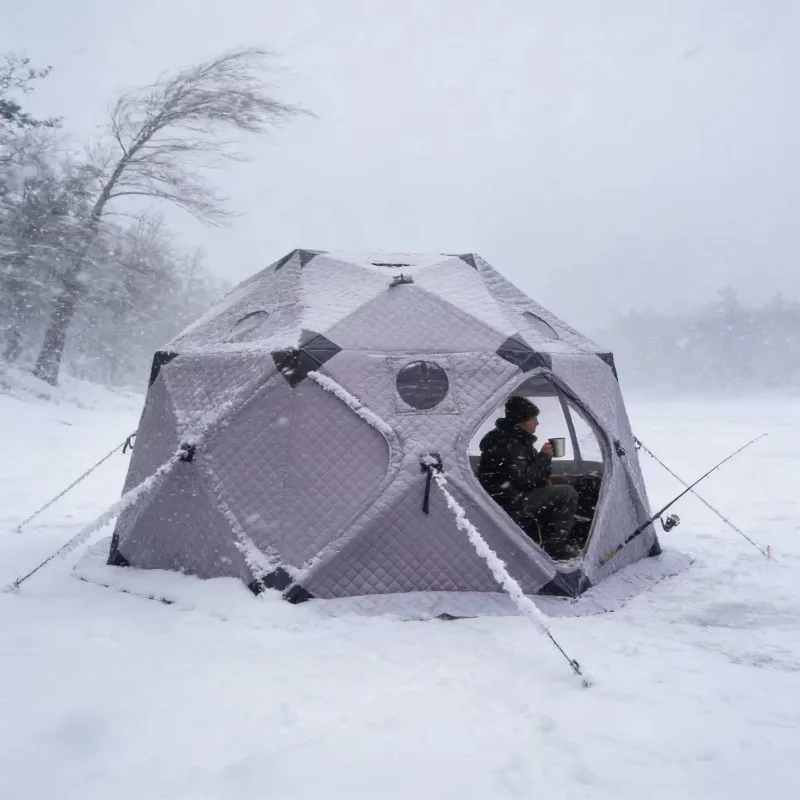 Portable Thermal Insulated Ice Fishing Pop up Tent for Quick Deployment and Warm Shelter on Frozen Lakes