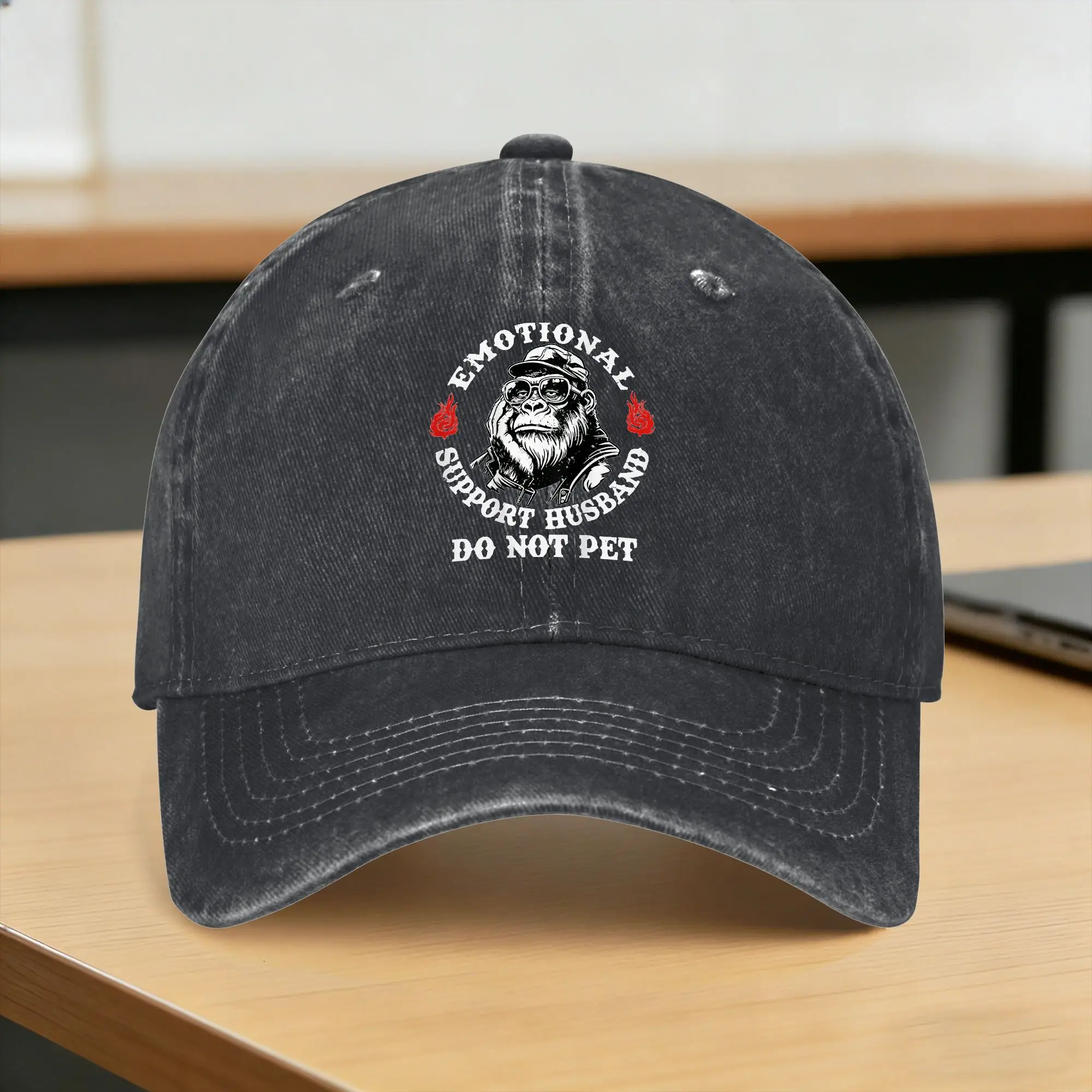 Emotional Support Husband Do Not Pet Funny Monkey Sun Baseball Cap  Unisex-Teens Print Trucker Hat Summer Classic Baseball Caps