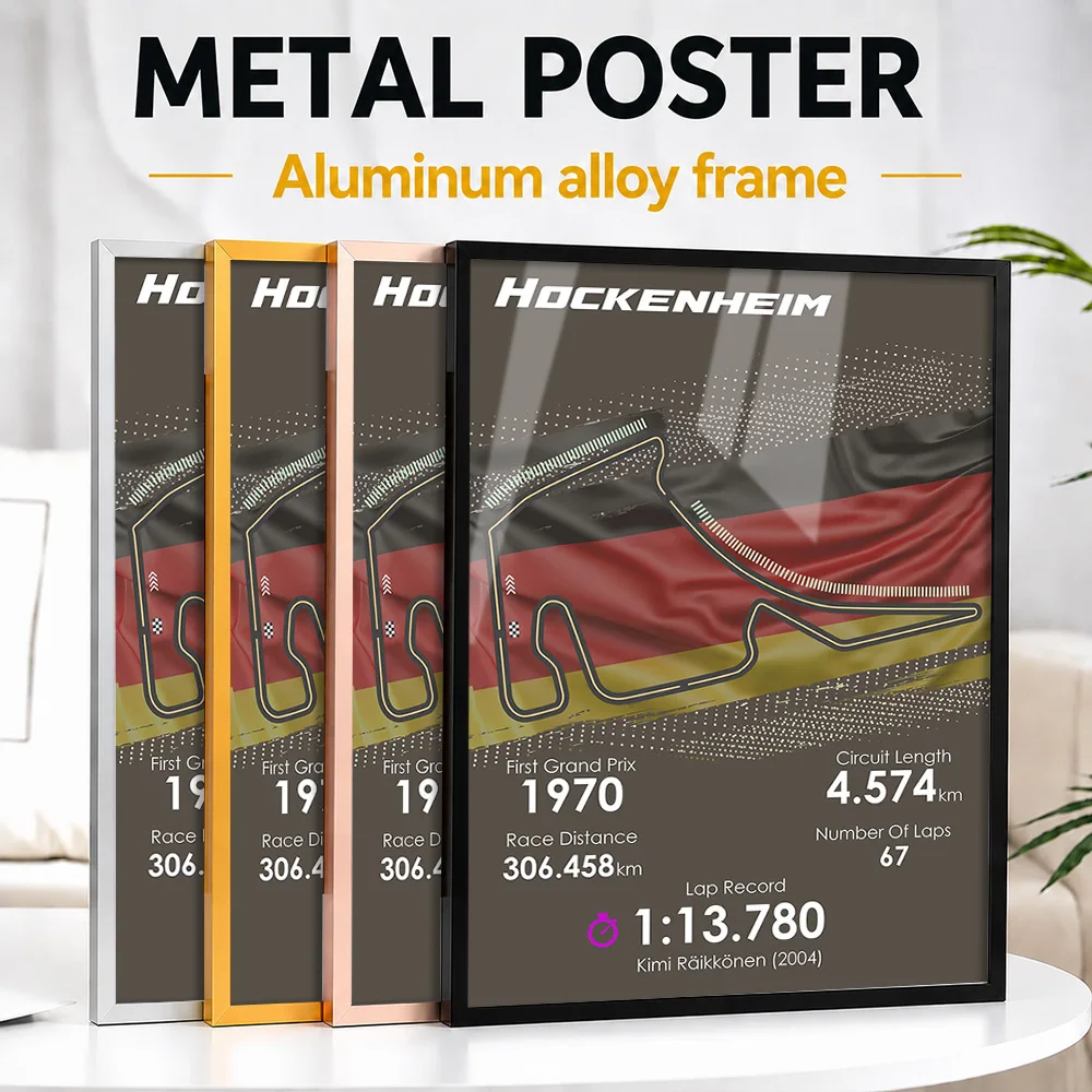 Formula Racing Hockenheim Track Metal Poster With Aluminum Alloy Frame Customized Photo Iconic Driver Style Wall Art For Garage