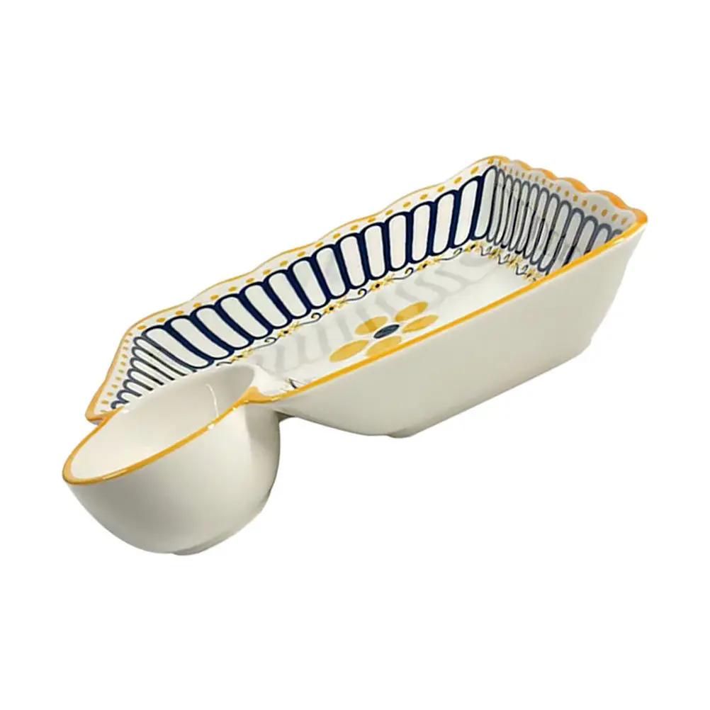 

Керамическая тарелка для пельменей с соусником, многофункциональный керамический поднос для закусок с разделителями, для сортировки снеков