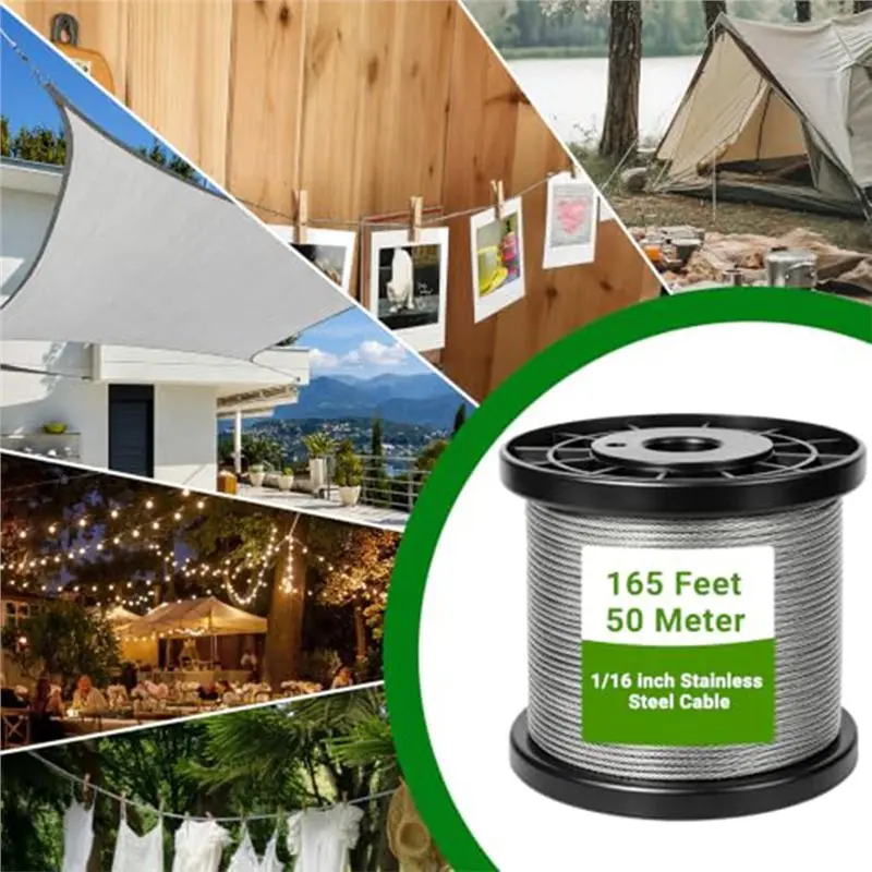 [NEWA76K!】 For Garden For Pergolas, Clotheslines, Railings, Trellises, Patios, For Gardens, Wedding Lighting 1/16-Inch Steel Wir