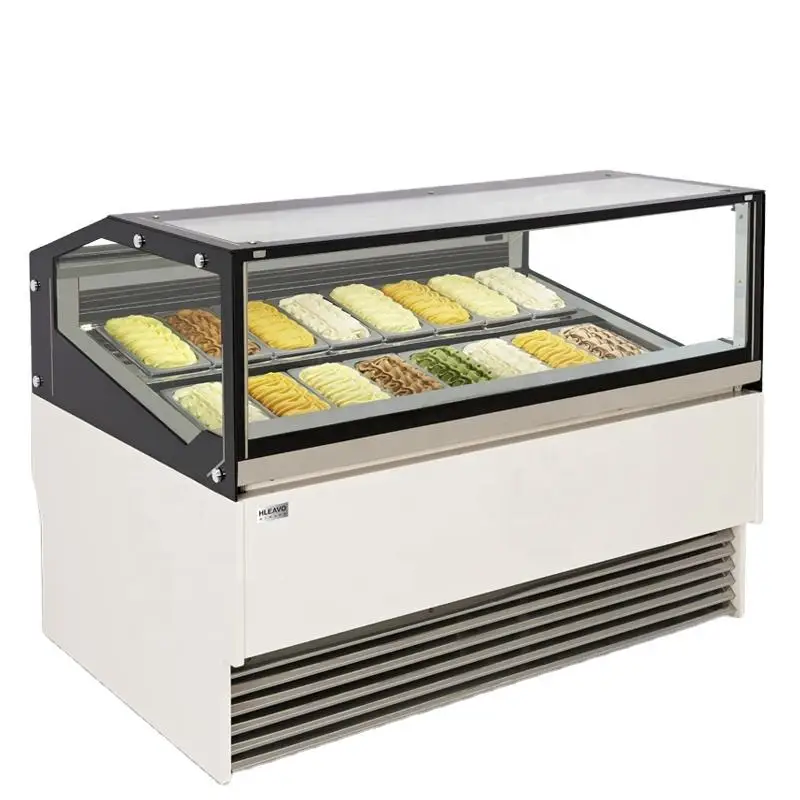 

Customized Factory Price Commercial Ice Cream Display Freezer Supermarket 16 Pans Ice Cream Showcase Refrigerator for Sale