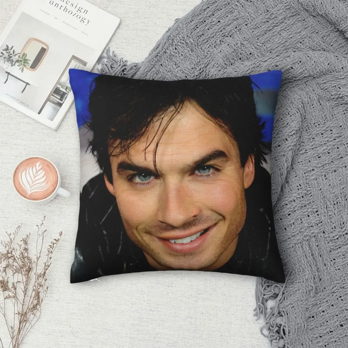 

Ian Somerhalder Pillow Cover Charming Smile Square Pillow Case Cushion Cover Custom Pillowcases For Office Car Home Decorative