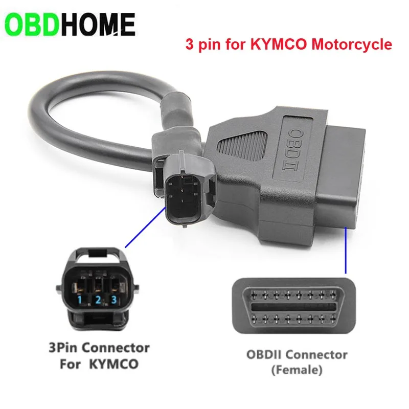 Male 3pin To 16pin Interface for For KYMCO EFI Motorcycle Conversion Cable Motorbike with 3 Pin OBD OBD2 Diagnostic Connector