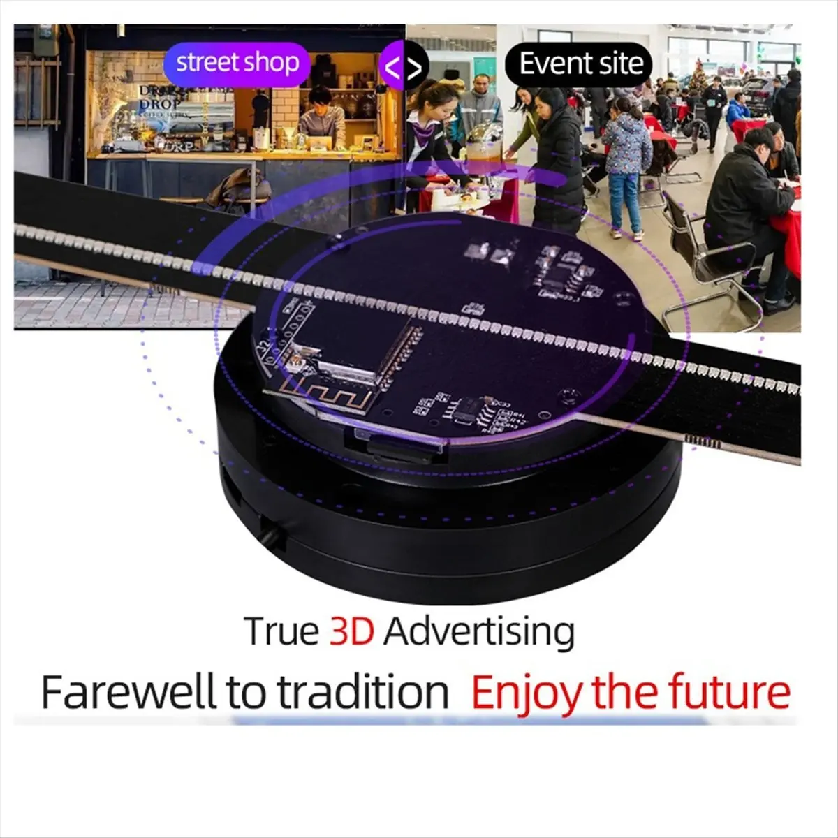

MYdaY- WIFI 3D Holographic Projector APP Control 224LED Holographic Player for Image Video Store Advertising Display EU Plug