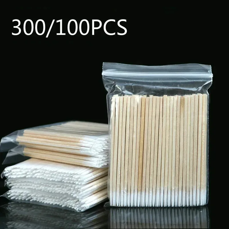 100/200/400/600Pcs Cotton Swab With Wood Handle Small Pointed Tip Head For Eyebrow Tattoo Beauty Make-Up Nail Wooden Sticks view 5