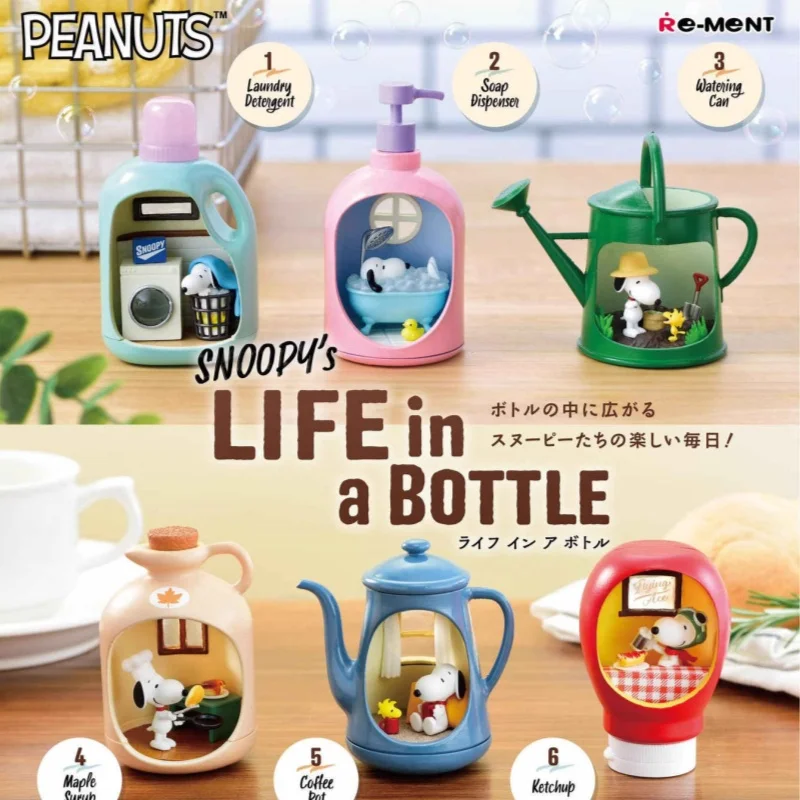 

Re-Ment Peanuts Snoopy'S Life In A Bottle Miniature Model Snoopy'S Laundry Detengent Coffeepot Toys Blind Box Ornaments Gifts