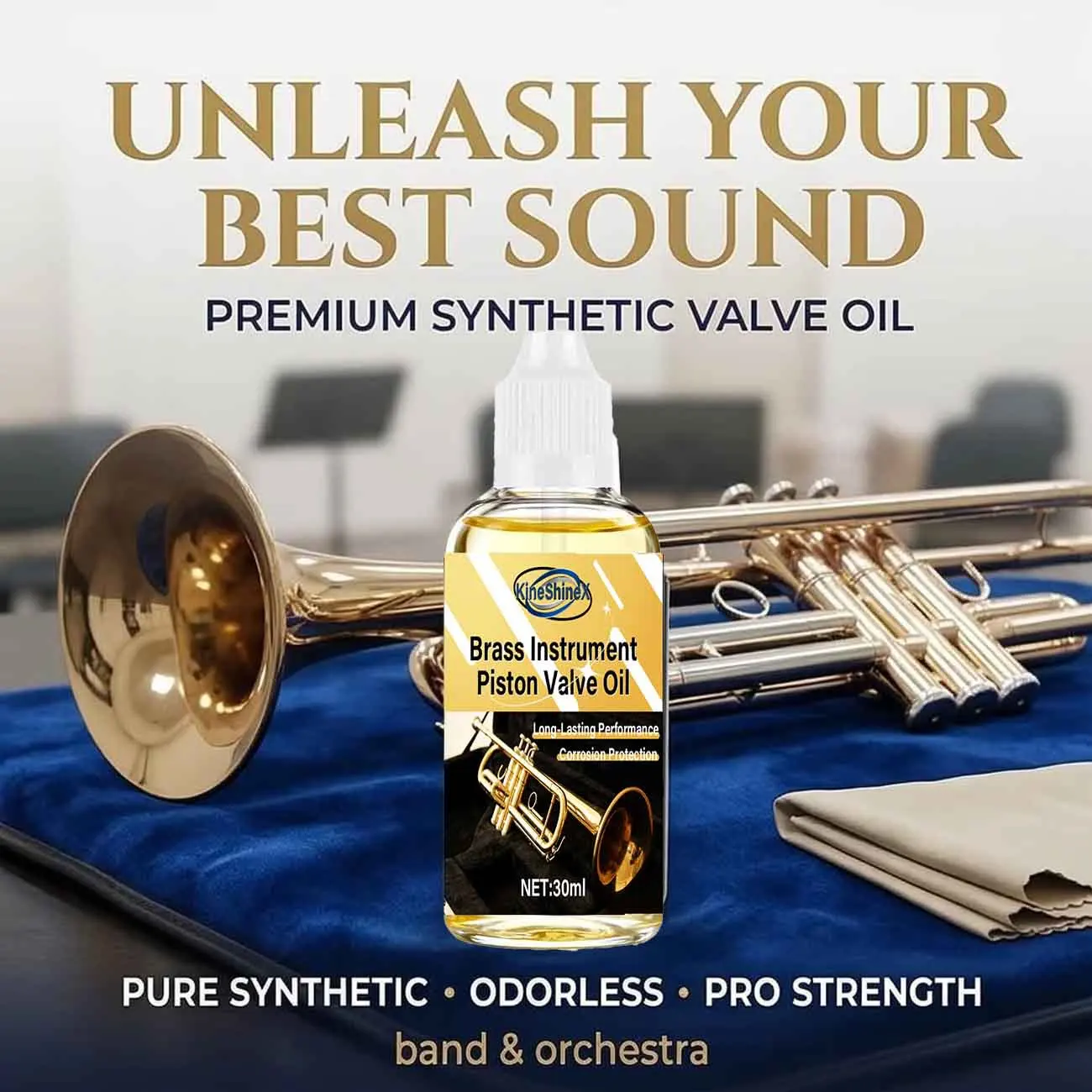 30ml Valve Lubricating Oil for Trumpet Trombone Tuba - Long-Lasting Piston Lubricant, Smooth Action Fast Response Brass Care Oil