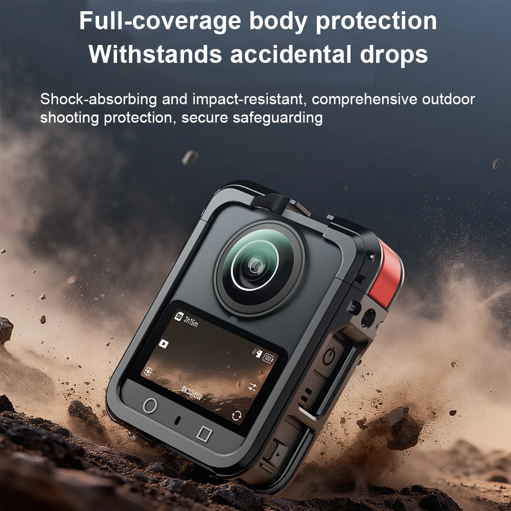 

Multifunction Metal Expansion Cage for DJI Osmo 360 ， Silicone Lens Cap & Ultra-Expandable Cold Shoe Mount， For VLOG Shooting