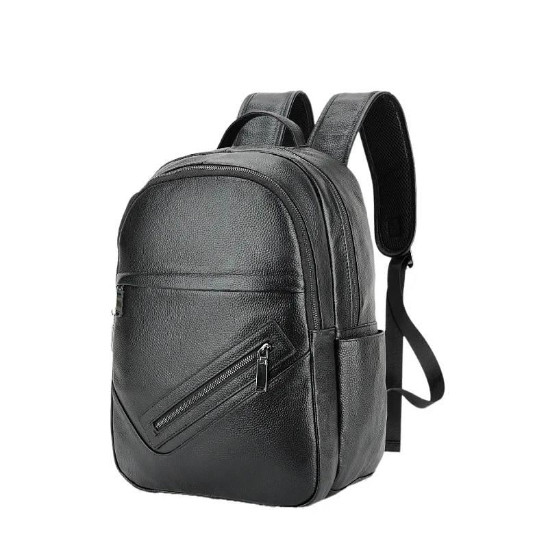 2024 New Brand Natural Cowskin Genuine Leather Men's Backpack Fashion Large Capacity Shoolbag Boy Laptop Backpack Computer Bag