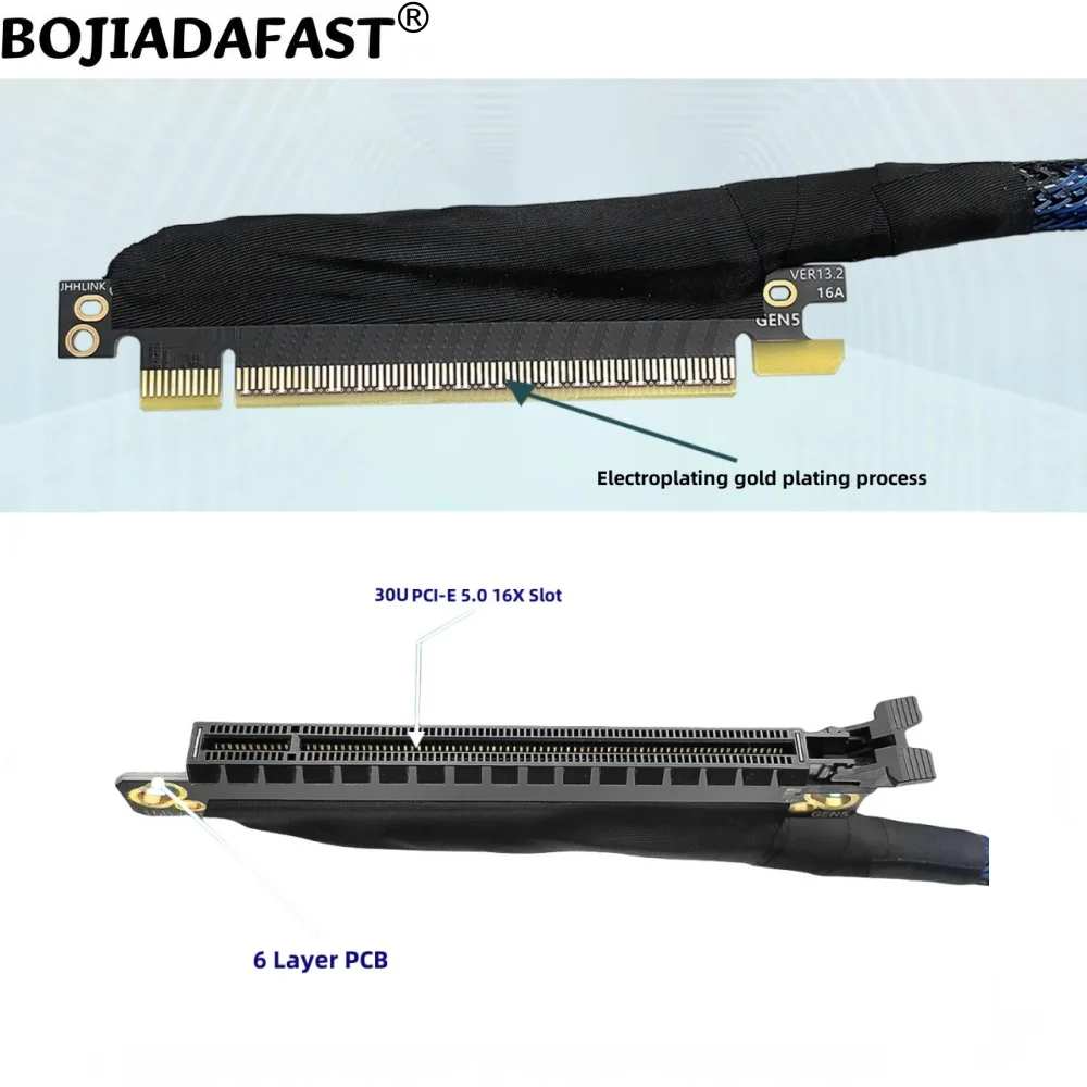 PCI Express PCI-E 5.0 16X to X16 Graphics Card GEN5 GPU Riser Extension Cable 0.4M 0.5M 06M 0.8M for RTX5090 RX9070XT A100 H100